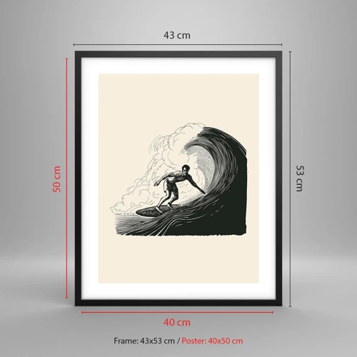 Poster in cornice nera - Il re delle onde - 40x50 cm