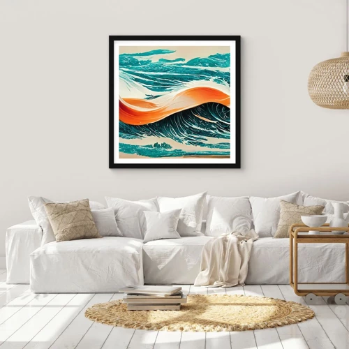 Poster in cornice nera - Il sogno del surfista - 40x40 cm