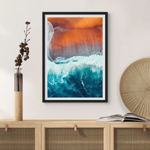 Poster in cornice nera - Il tocco dell'oceano - 50x70 cm