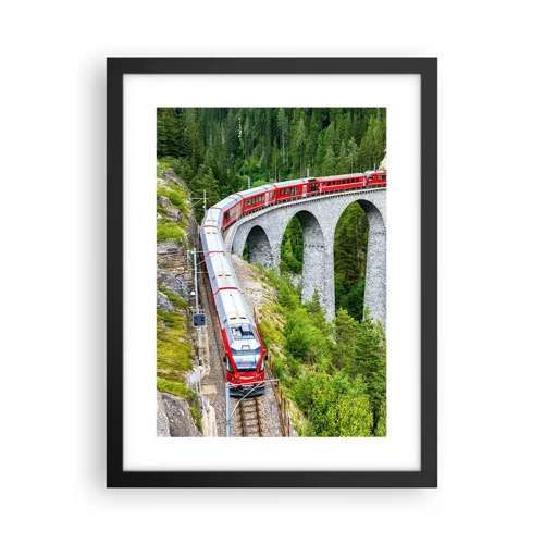 Poster in cornice nera - Il treno tra i monti - 30x40 cm