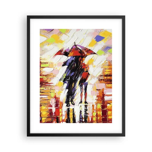 Poster in cornice nera - Insieme nella notte e nella pioggia - 40x50 cm