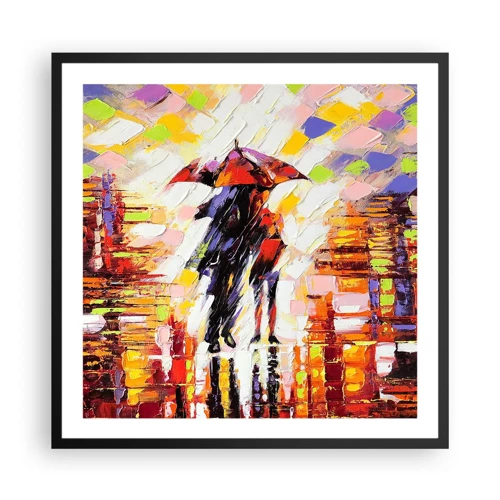 Poster in cornice nera - Insieme nella notte e nella pioggia - 60x60 cm