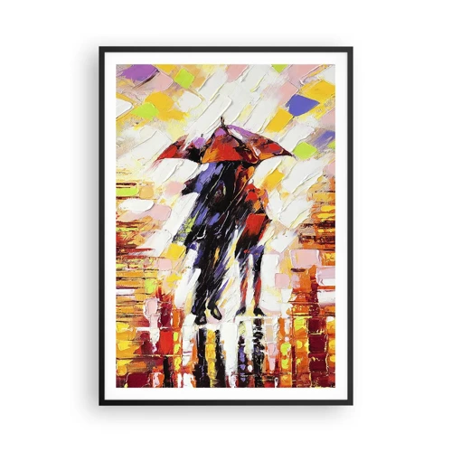 Poster in cornice nera - Insieme nella notte e nella pioggia - 70x100 cm