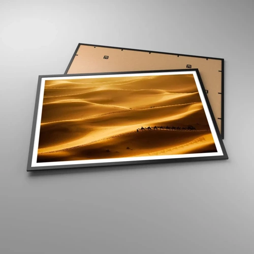 Poster in cornice nera - La carovana sulle onde del deserto - 100x70 cm