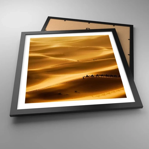 Poster in cornice nera - La carovana sulle onde del deserto - 40x40 cm