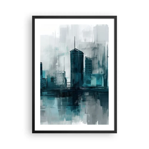 Poster in cornice nera - La città al colore della pioggia - 50x70 cm