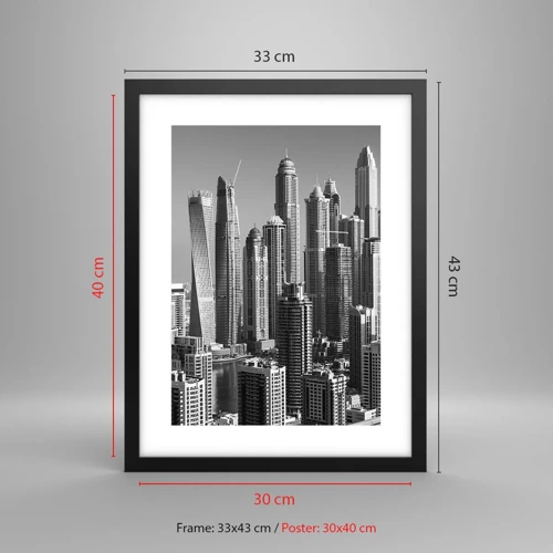 Poster in cornice nera - La città sul deserto - 30x40 cm