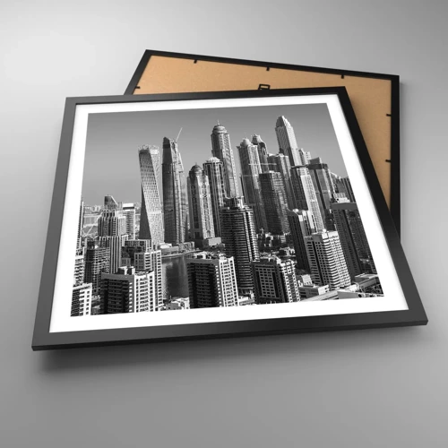 Poster in cornice nera - La città sul deserto - 50x50 cm