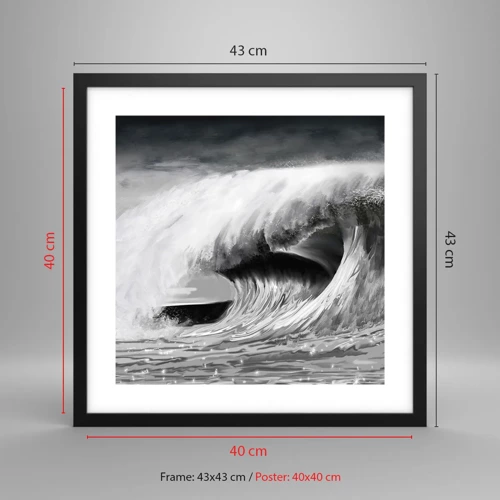 Poster in cornice nera - La furia dell'oceano - 40x40 cm