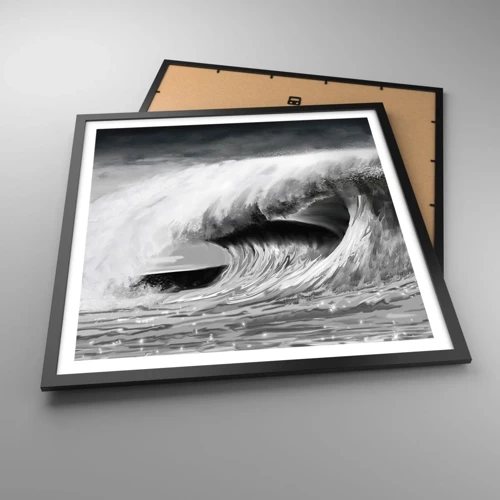 Poster in cornice nera - La furia dell'oceano - 60x60 cm