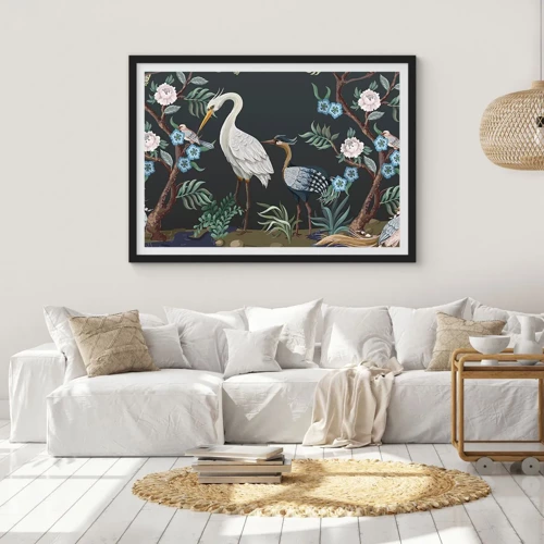 Poster in cornice nera - La parata degli uccelli - 91x61 cm