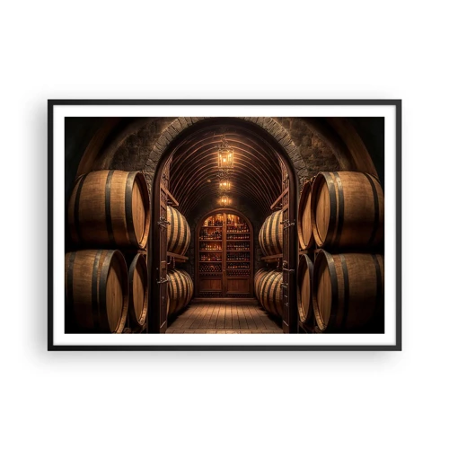 Poster in cornice nera - L'atmosfera della cantina - 100x70 cm