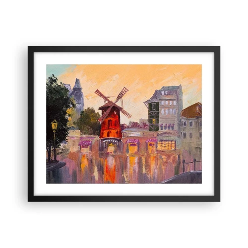 Poster in cornice nera - Le icone di Parigi: il Moulin Rouge - 50x40 cm