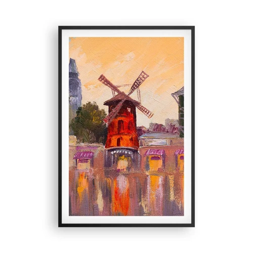 Poster in cornice nera - Le icone di Parigi: il Moulin Rouge - 61x91 cm