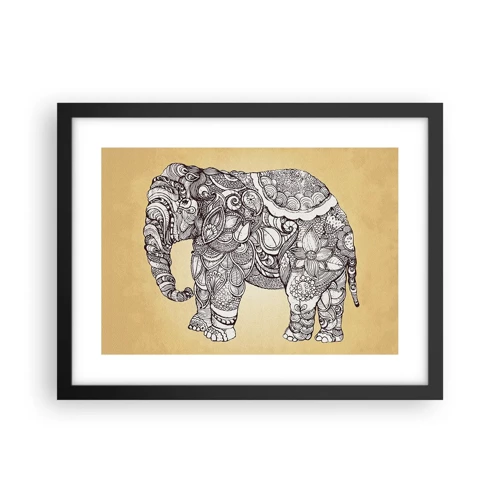 Poster in cornice nera - L'elefante nascosto - 40x30 cm