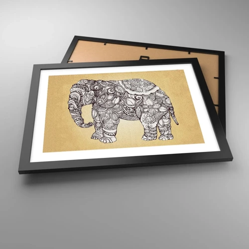 Poster in cornice nera - L'elefante nascosto - 40x30 cm