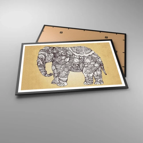 Poster in cornice nera - L'elefante nascosto - 91x61 cm