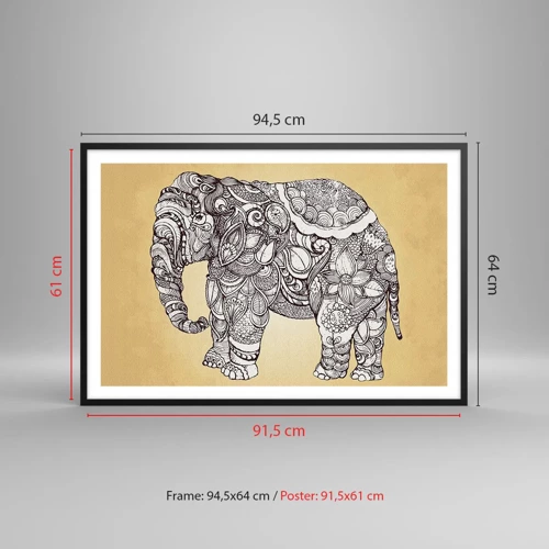 Poster in cornice nera - L'elefante nascosto - 91x61 cm