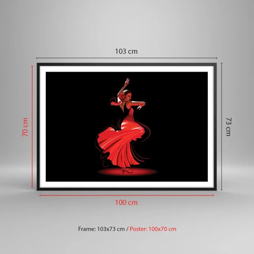 Poster in cornice nera - Lo spirito focoso del flamenco - 100x70 cm