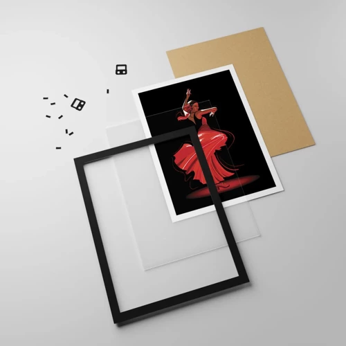 Poster in cornice nera - Lo spirito focoso del flamenco - 30x40 cm