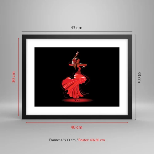 Poster in cornice nera - Lo spirito focoso del flamenco - 40x30 cm