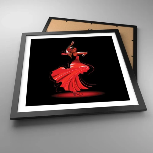 Poster in cornice nera - Lo spirito focoso del flamenco - 40x40 cm