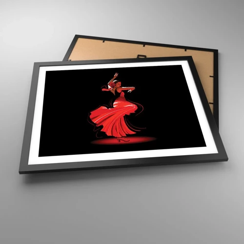 Poster in cornice nera - Lo spirito focoso del flamenco - 50x40 cm