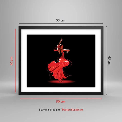 Poster in cornice nera - Lo spirito focoso del flamenco - 50x40 cm