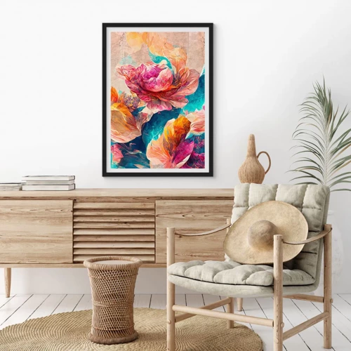 Poster in cornice nera - Lo splendore colorato del bouquet - 40x50 cm