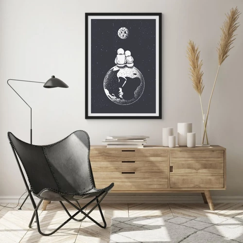 Poster in cornice nera - Love story cosmica - 50x70 cm