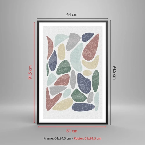Poster in cornice nera - Mosaico di colori incipriati - 61x91 cm