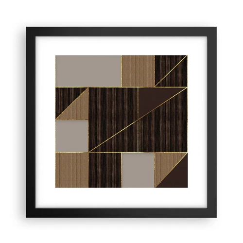 Poster in cornice nera - Mosaico di marrone e oro - 30x30 cm