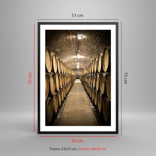 Poster in cornice nera - Nella cantina in mattoni - 50x70 cm