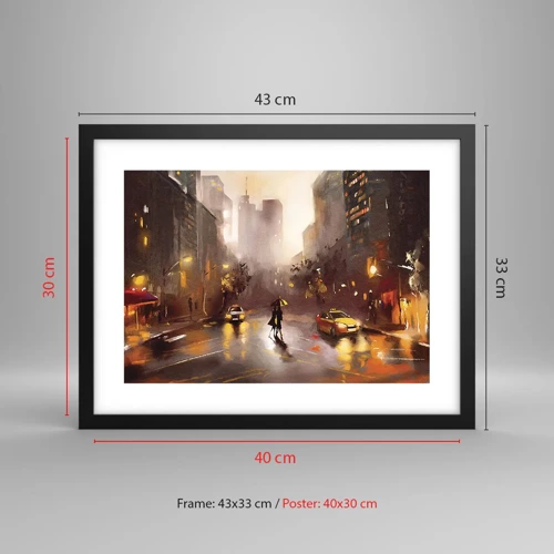 Poster in cornice nera - Nelle luci di New York - 40x30 cm