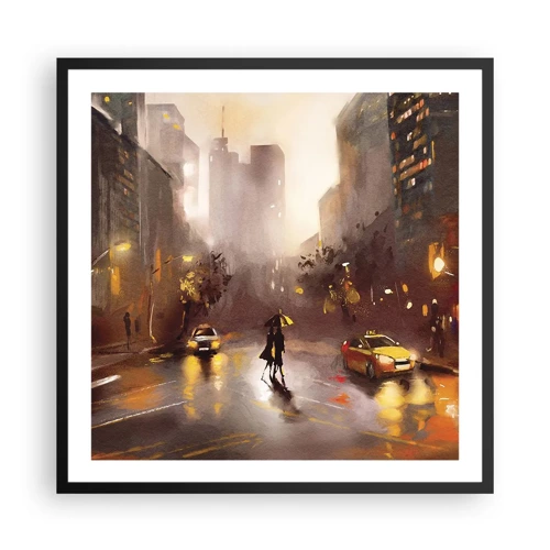 Poster in cornice nera - Nelle luci di New York - 60x60 cm