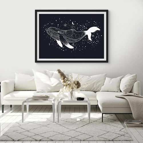 Poster in cornice nera - Nell'oceano dell'universo - 70x50 cm