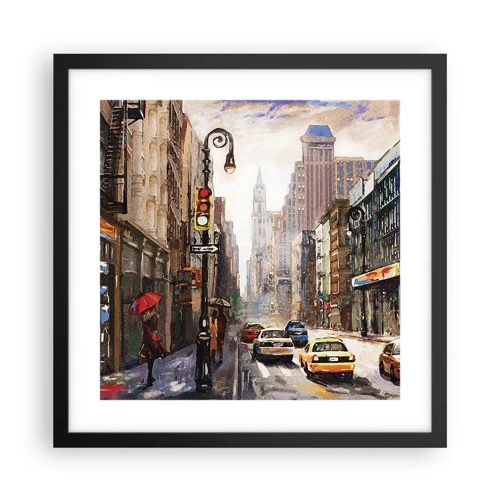 Poster in cornice nera - New York: colorata anche sotto la pioggia - 40x40 cm