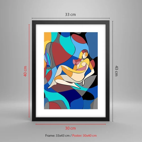 Poster in cornice nera - Nudo cubista - 30x40 cm