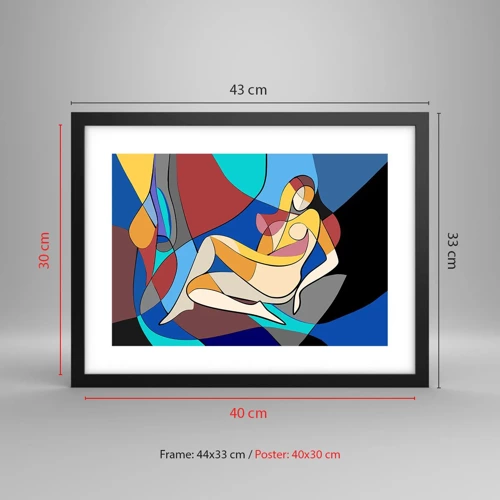 Poster in cornice nera - Nudo cubista - 40x30 cm