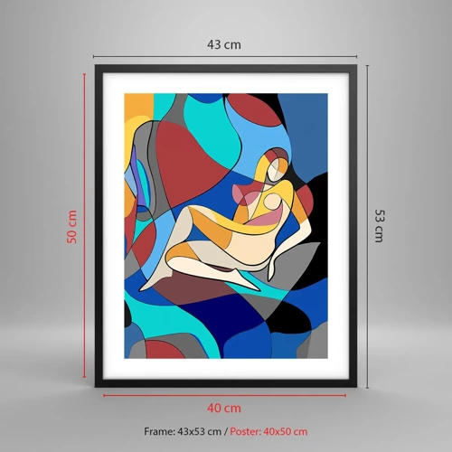 Poster in cornice nera - Nudo cubista - 40x50 cm