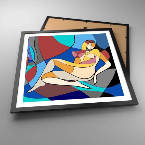 Poster in cornice nera - Nudo cubista - 50x50 cm