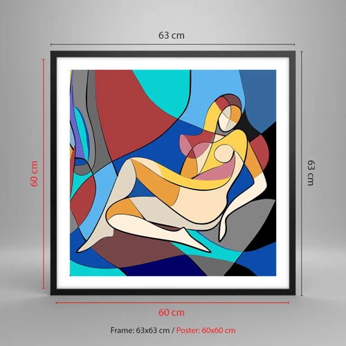 Poster in cornice nera - Nudo cubista - 60x60 cm