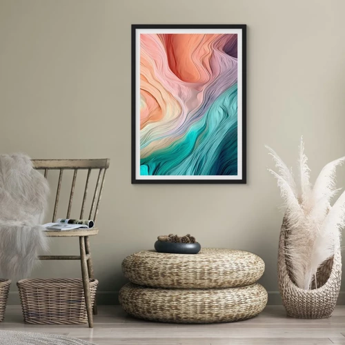 Poster in cornice nera - Onda arcobaleno - 30x40 cm