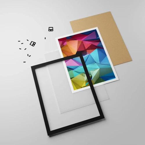 Poster in cornice nera - Origami arcobaleno - 61x91 cm