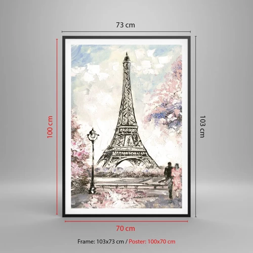 Poster in cornice nera - Passeggiata a Parigi in aprile - 70x100 cm