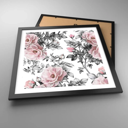 Poster in cornice nera - Perdersi tra le rose - 40x40 cm