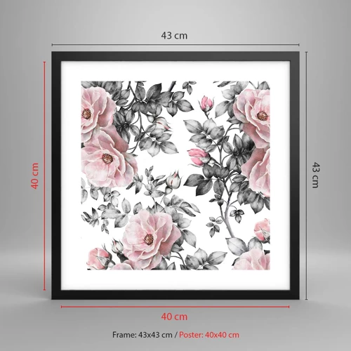 Poster in cornice nera - Perdersi tra le rose - 40x40 cm