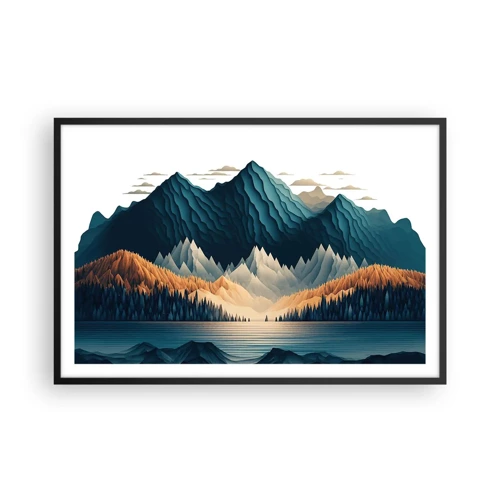 Poster in cornice nera - Perfetto paesaggio montano - 91x61 cm