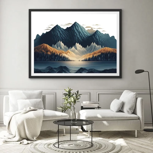 Poster in cornice nera - Perfetto paesaggio montano - 91x61 cm