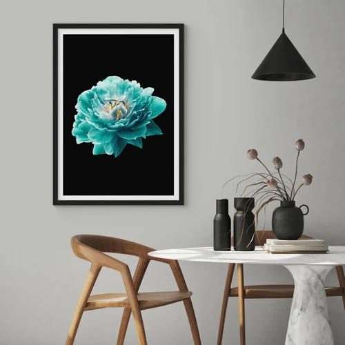 Poster in cornice nera - Petali blu e oro - 30x40 cm